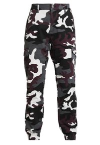 LADIES HIGH WAIST CAMO CARGO PANTS - Püksid - wine