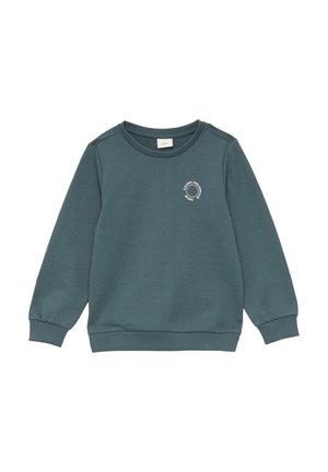 Teal sweatshirt gemaakt van zachte katoen. Heeft een ronde hals, lange mouwen en een cirkelvormig grafisch ontwerp op de borst. Ribgebreide manchetten en zoom.