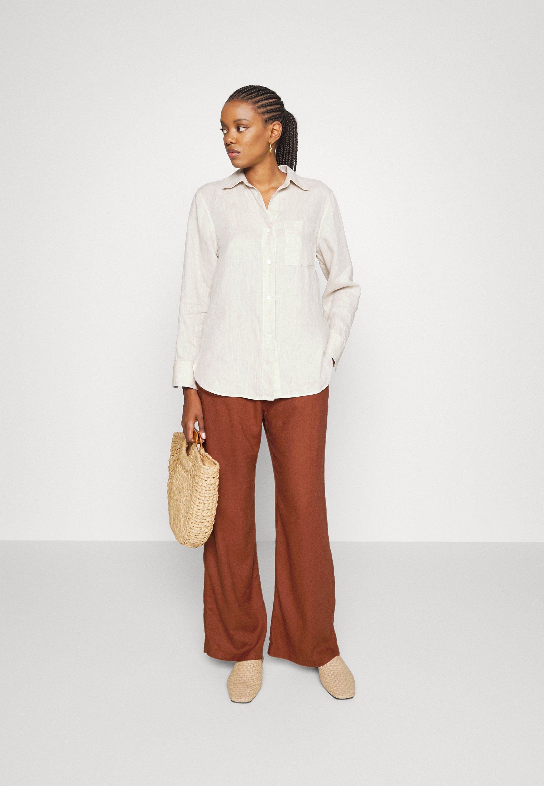 WIDE LEG - Trousers - rustic brown 
