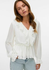 NORMAL GESCHNITTEN ELASTISCHE BÜNDCHEN - T-shirt à manches longues - snow white