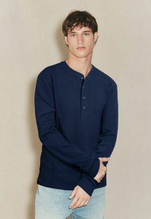 REGULAR FIT - EDIT  GRANDAD NECK  - Long sleeved top - navy