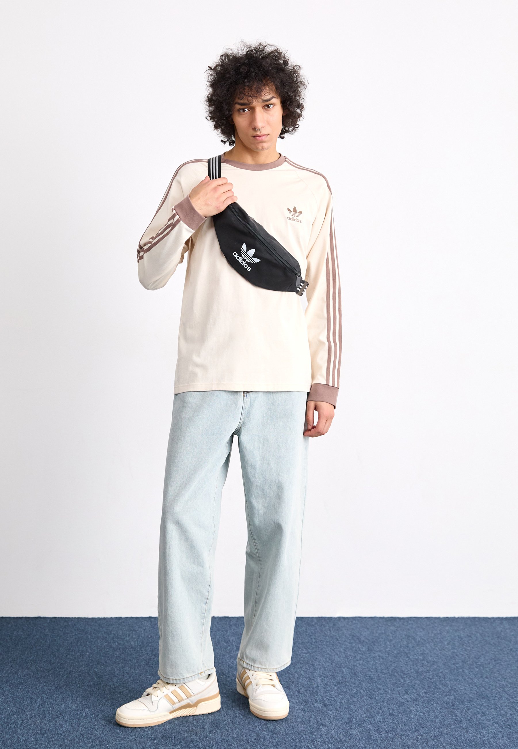 adidas Originals STRIPES - Long sleeved top - trace brown/beige