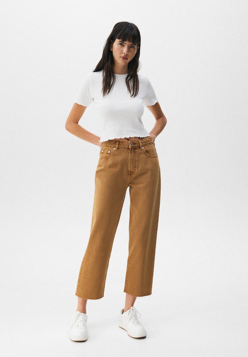 Damen Skinny | PULL&BEAR RELAXED CROPPED Jeans Straight Leg camel - CS86508 Damen Skinny | PULL&BEAR RELAXED CROPPED Jeans Straight Leg camel - CS86508