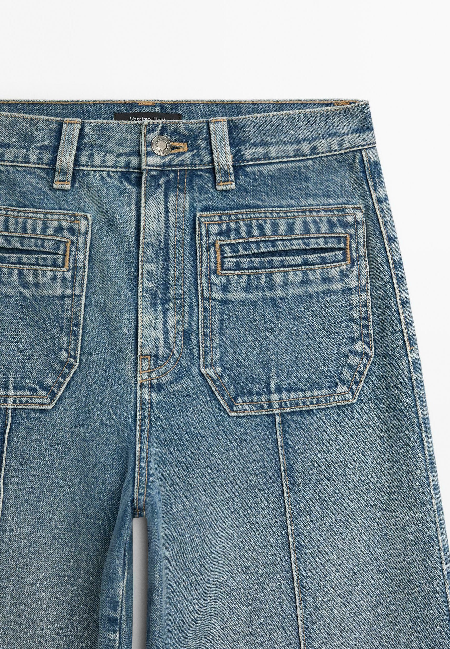 Massimo Dutti MID-RISE WIDE-LEG - Wide Leg - blue - Zalando