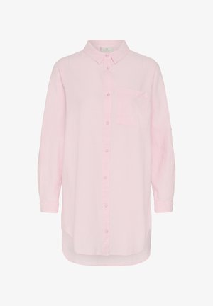 Hele roosa, pikad varrukad, nööpidega särk krae ja rindtaskuga, millel on veidi kumer alläär ja lõdvestunud istuvus.