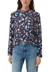 s.Oliver MIT ALLOVER-MUSTER - Kapuzenpullover - navy