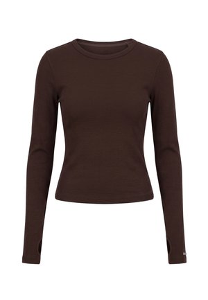 aim’n®, EASE RIBBED LONG SLEEVE TOP - Μπλούζα με μακριά μανίκια - chocolate