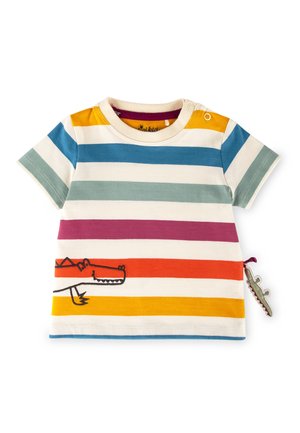 HAPPY CROCODILE - Print T-shirt - ecru bunt gestreift