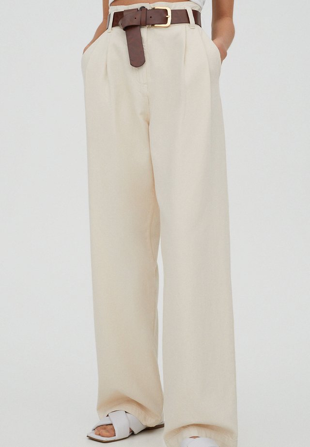 MIT HOHEM BUND - Stoffhose - beige