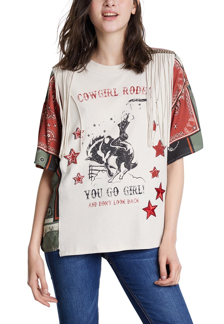 Desigual T-shirt print donkerblauw