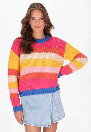 CREW NECK STRIPED - Striktrøje - pink multicolor