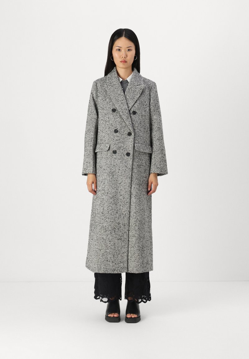 YAS YASPETRO LONG COAT - Klasični plašč - black/white/grey