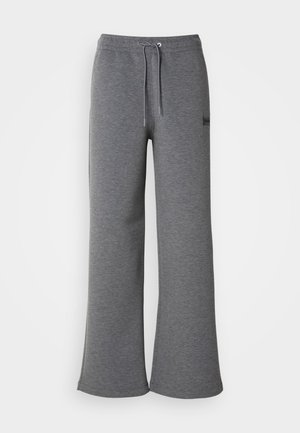 Grijze sweatpants van zacht materiaal, met een trekkoord in de taille, ruime broekspijpen en een subtiele logo-detail aan de zijkant.