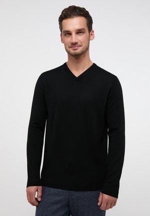 UNIFARBENER  - Strickpullover - schwarz