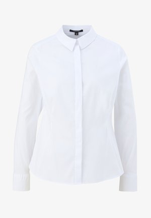 Weißes, kurzärmeliges Hemd mit klassischem Kragen, langen Ärmeln und taillierter Passform. Hergestellt aus glattem Stoff mit einem klaren, frischen Aussehen.