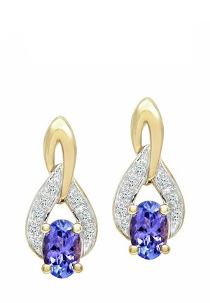 TANZANITE AND DIAMOND DROP - Korvakorut - yellow gold-coloured