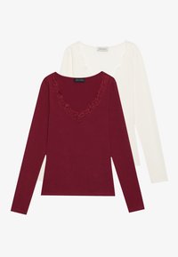 2 PACK - Long sleeved top - egret + biking red