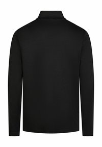 Čierna polokošeľa s dlhým rukávom vyrobená z hladkej bavlnenej tkaniny. Disponuje klasickým golierom a minimalistickým dizajnom bez ozdôb.