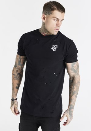 FLORAL DISTRESSED TEE - T-shirt print - black