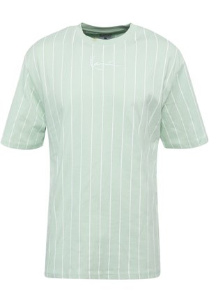 Karl Kani SMALL SIGNATURE PINSTRIPE  - Marškinėliai su spaudiniu - light mint white