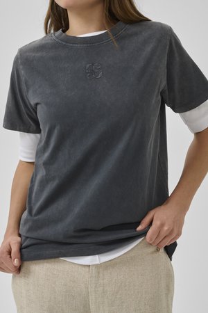 My Essential Wardrobe, SEATTLEMW LOGO EMB. - T-shirt basic - dark grey random wash