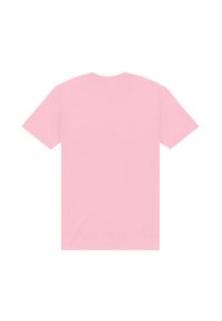 T-shirt a maniche corte di colore rosa chiaro realizzato in cotone. Presenta un collo a giro e un retro semplice senza grafiche o decorazioni.