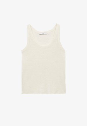 Hvid tanktop lavet af letvægtsstof. Har en rund halsudskæring og brede armhuller, med en glat tekstur og minimalistisk design.