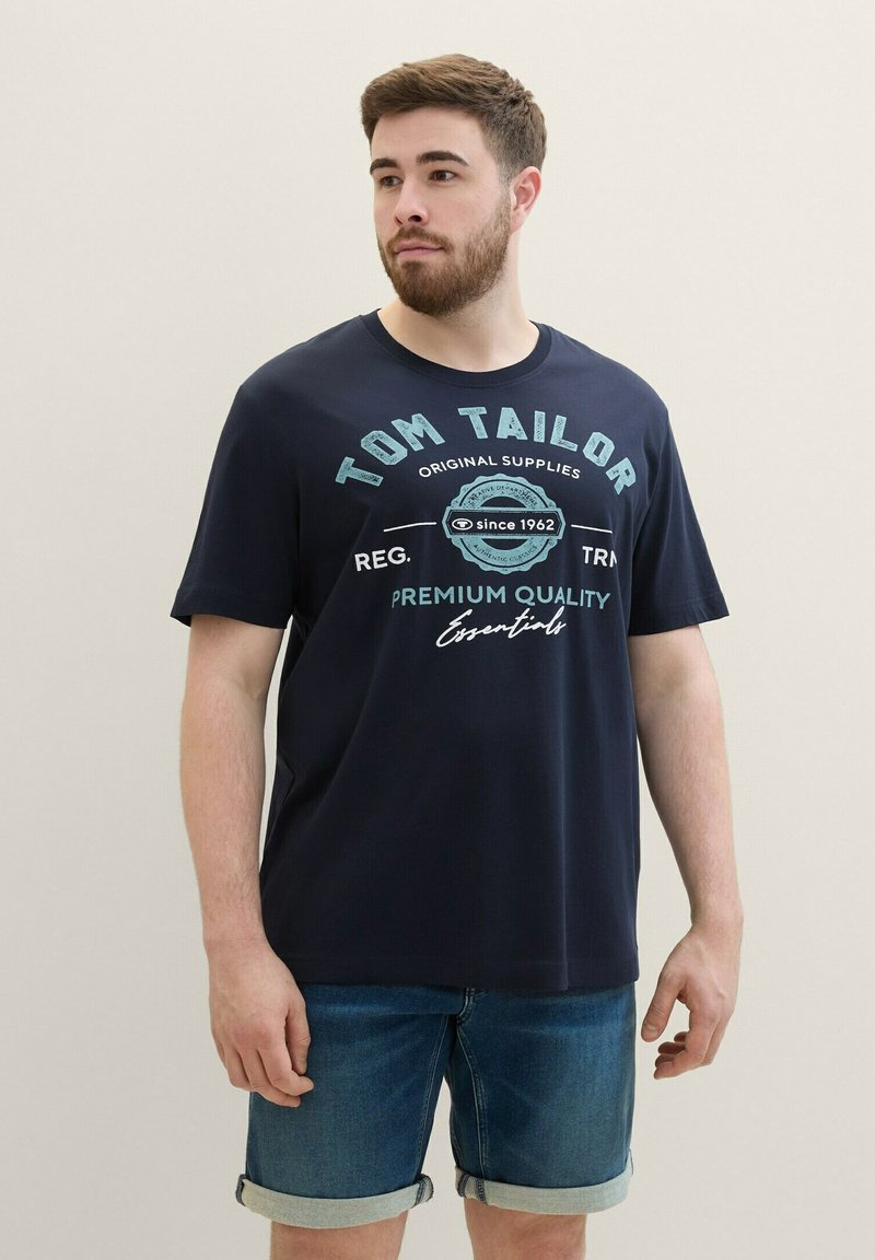 TOM TAILOR PLUS - MIT LOGO - T-shirt print - dark blue