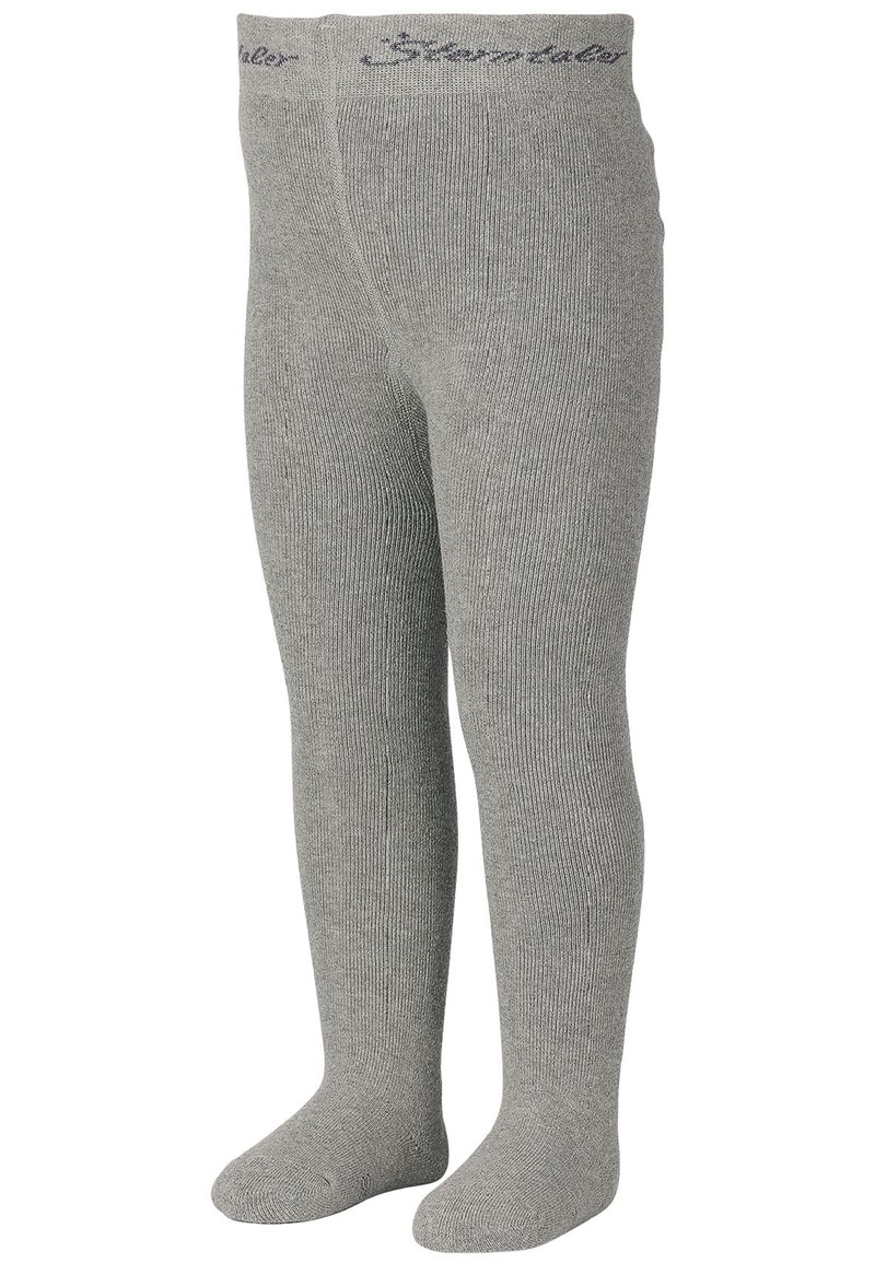 Collant grigi a coste con una texture morbida, dotati di un comodo elastico in vita con dettagli del logo sottili, progettati per calore e copertura.