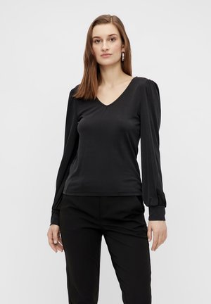 Object OBJANNIE V NECK - T-shirt à manches longues - black