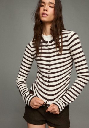 STRIPED - Kardigán - dark brown