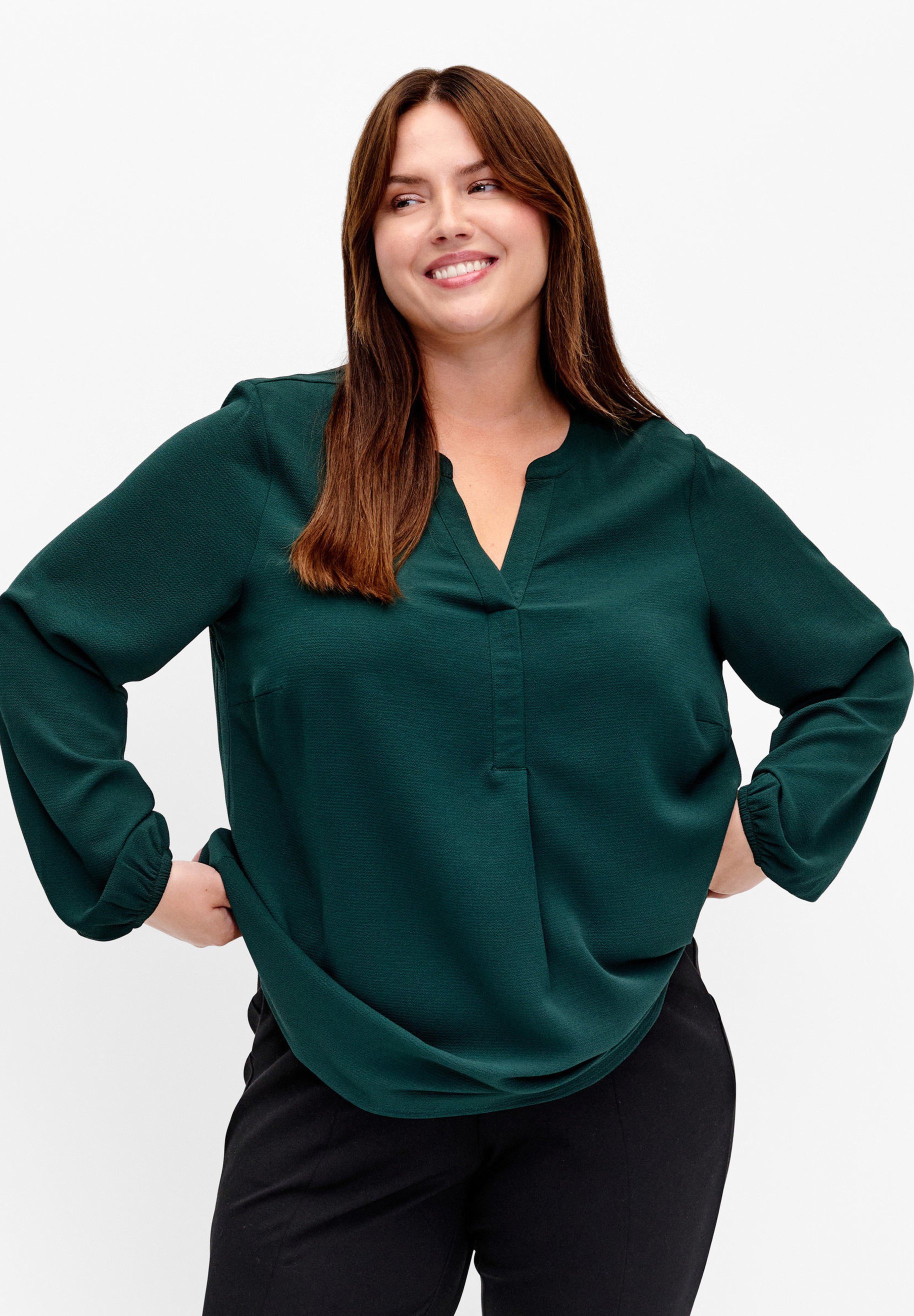 Qiribati Top Donna Manica Lunga Con Scollo A V E Stampa Cuore: Blusa Patchwork Fuori Spalla, Morbida In Poliestere