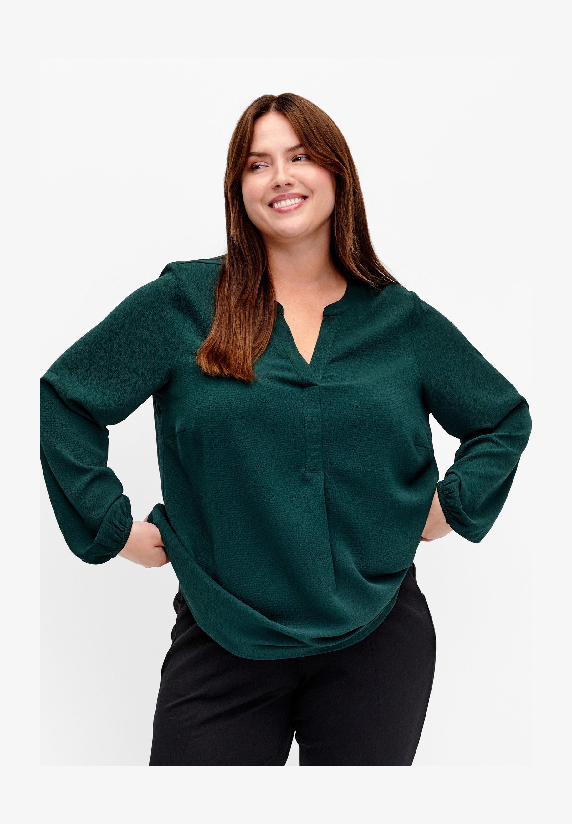 Qiribati Top Donna Manica Lunga Con Scollo A V E Stampa Cuore: Blusa Patchwork Fuori Spalla, Morbida In Poliestere