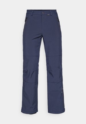 Námořnické modré zimní kalhoty vyrobené z odolné tkaniny s kapsami na zip a rovnými nohavicemi. Obsahují vyztužené švy a zipy na kotnících.