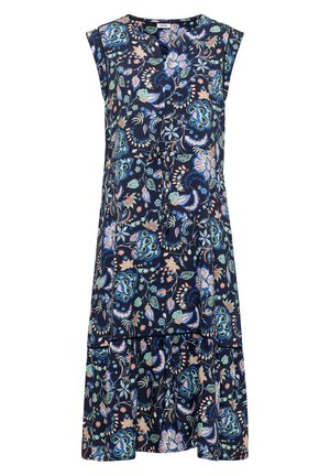 Cecil, MIDI DRESS WITH SPLIT NECK AND PRINT - Robe de jour - urban dark blue