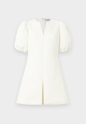 TEXTURED ANGLED PLEAT MINI DRESS - Cocktailjurk - white