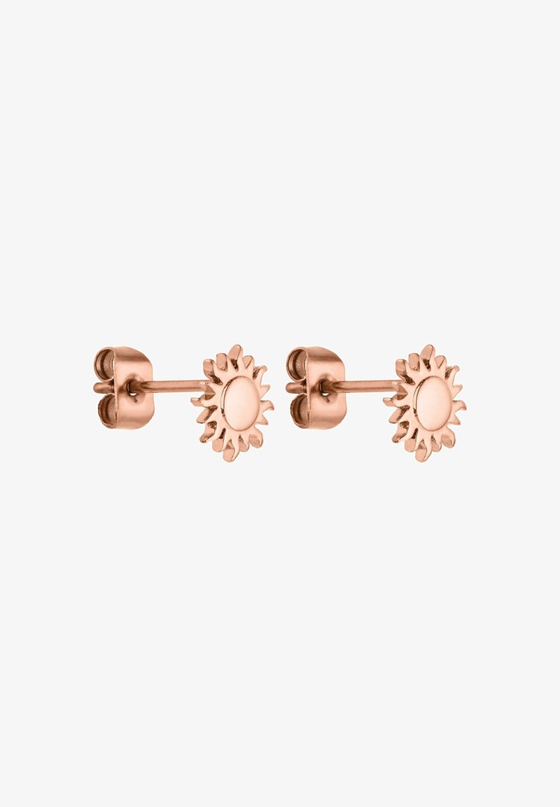 Ohrringe aus Roségold in Form von Sonnenblumen, mit einem zentralen runden Detail und spitzen, blütenblattähnlichen Akzenten für Textur.