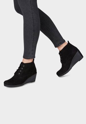 Enkellaarsjes met sleehak - black