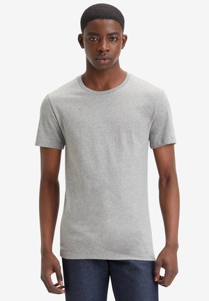 SLIM CREW NECK TEE - 2 PACK - Basic T-shirt - white/heather grey