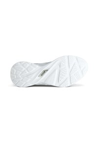 Podeszwa sneakerów Ecco, biała gumowa z teksturowanym wzorem gripu. Posiada akcenty w kolorze srebrnym z logo. Ergonomiczny kształt dla wsparcia.