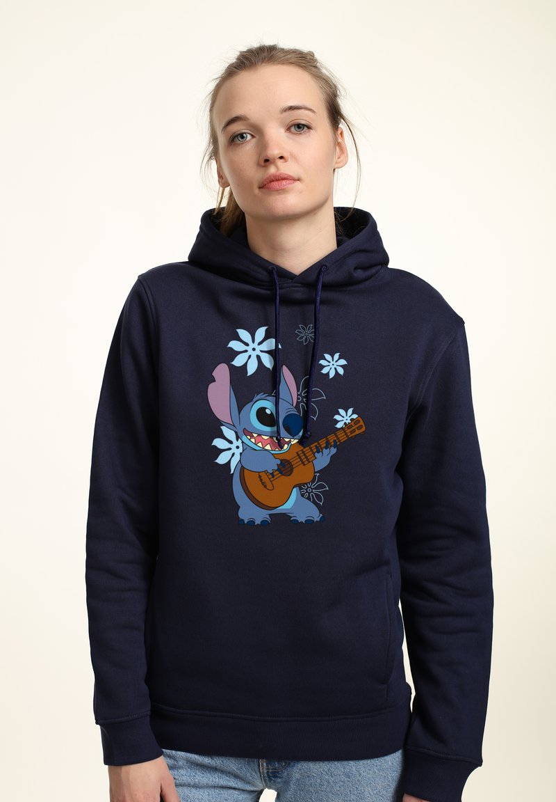 Disney LILO STITCH STITCH FLOWERS - Jersey con capucha - navy blue