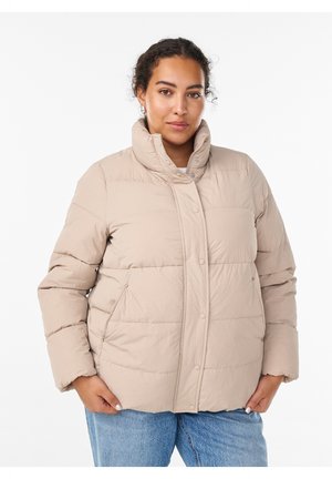 Zizzi, KURZE GEPOLSTERTE PUFFER MIT HOHEM KRAGEN - Talvejope - simply taupe