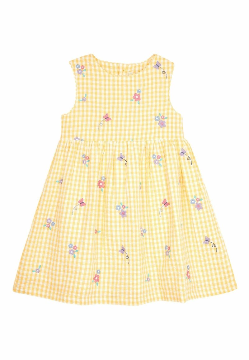 JoJo Maman Bébé EMBROIDERED REGULAR FIT - Denné šaty - yellow gingham