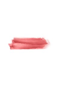 Farbprobe eines sanften Korallenrotpigments, das eine glatte Textur mit subtilen Pinselstrichen und einem leicht verwischten Rand auf einem weißen Hintergrund zeigt.