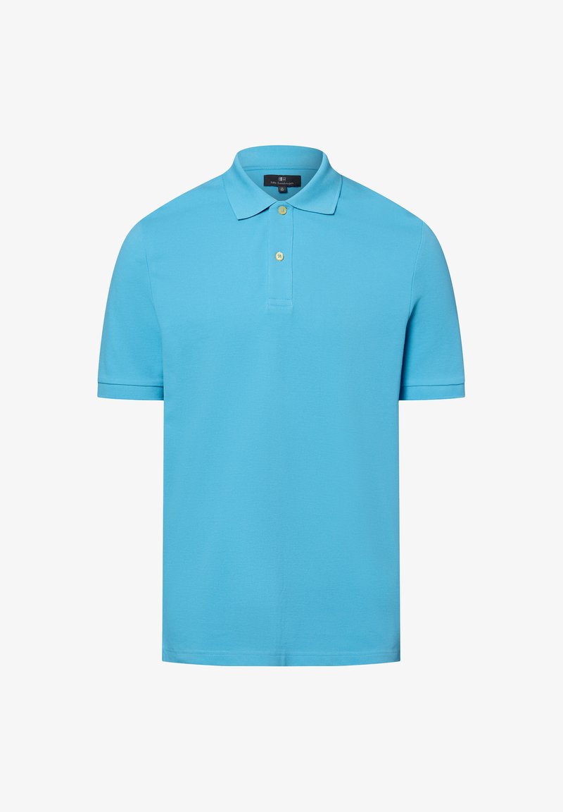 Jasnoniebieska koszulka polo wykonana z teksturowanej bawełny, z klasycznym kołnierzykiem i dwoma guzikami. Krótkie rękawy i proste wykończenie.