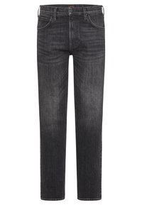 Svarta slim-fit denimjeans med bältloops, framknapp, dragkedja och klassisk femfickorsdesign.