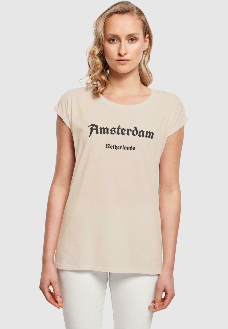 Merchcode AMSTERDAM EXTENDED SHOULDER - T-shirts print - whitesand