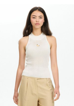 INSIDE, TOP HALTER CROCHET BORDADO PLÁTANO - Top - blanco