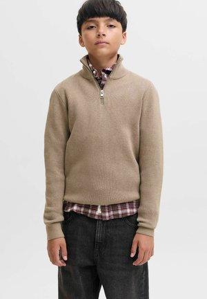 Jack & Jones Kids, VIERTEL-REISSVERSCHLUSS VIERTEL-REISSVERSCHLUSS JUNIOR - Pullover - greige