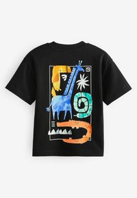 Next BACK SHORT SLEEVE - Triko s potiskem - black white
